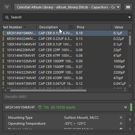 Quickly find the component you are looking for with the Celestial Altium Library